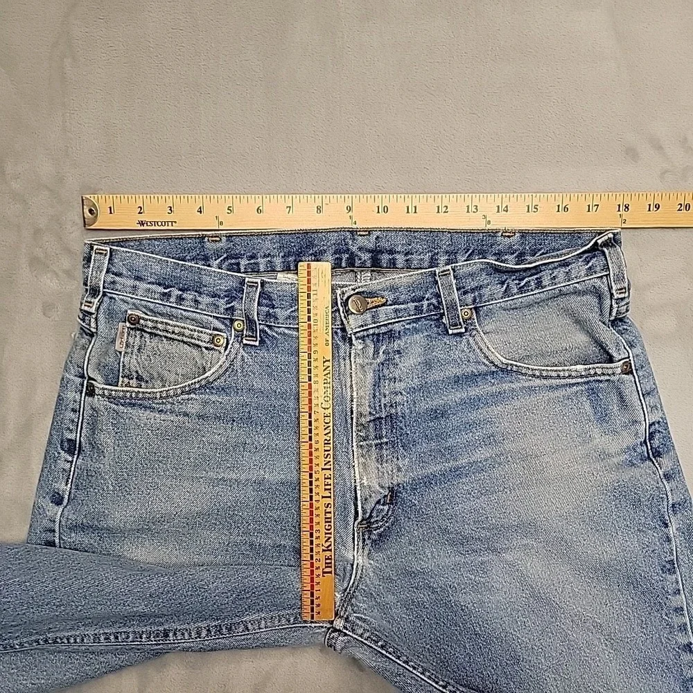 VTG Carhartt Jeans Mens 36x30 Blue B17 Relaxed Fit Denim Workwear Faded Distress